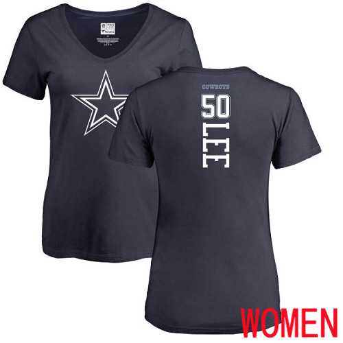 Women Dallas Cowboys Navy Blue Sean Lee Backer #50 Nike NFL T Shirt